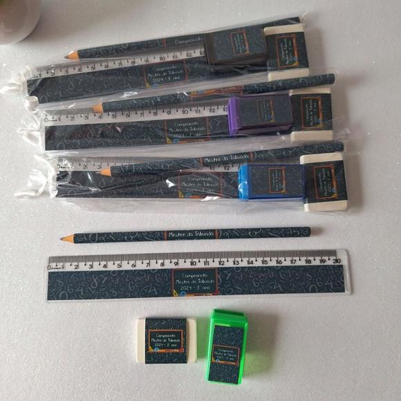 Lapis + Apontador + Borracha + Régua Matemática