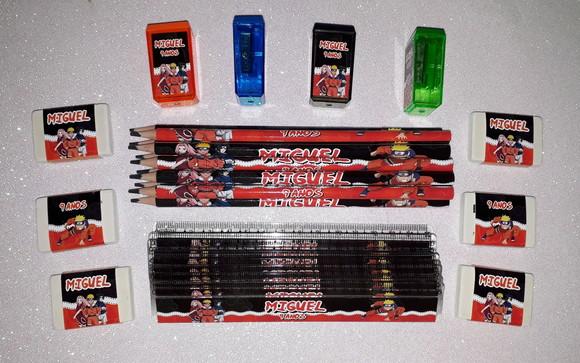 Lapis + Apontador + Borracha + Régua Naruto
