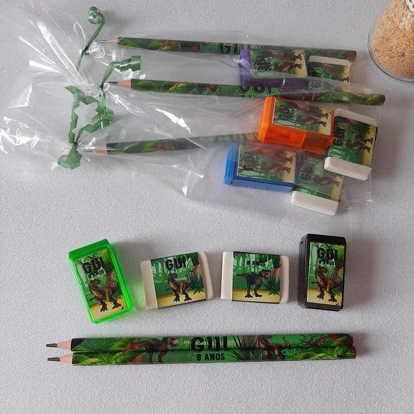 Lapis + Apontador + Borracha Dinossauro