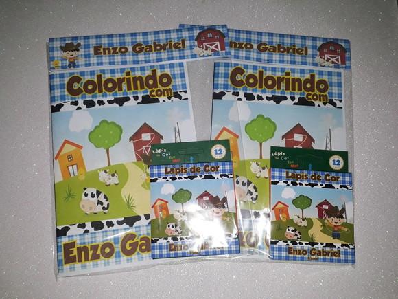 Livrinho de Colorir + Lápis de Cor Fazendinha