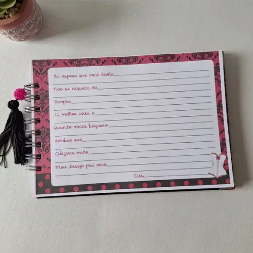 Caderno Chá de Lingerie Desejos e Conselhos Noiva