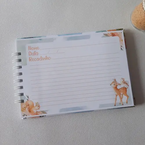Caderno de Recados Chá de Bebê Bosque Menina