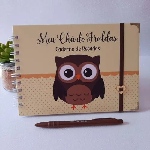 Caderno de Recados Chá de Bebê Corujinha