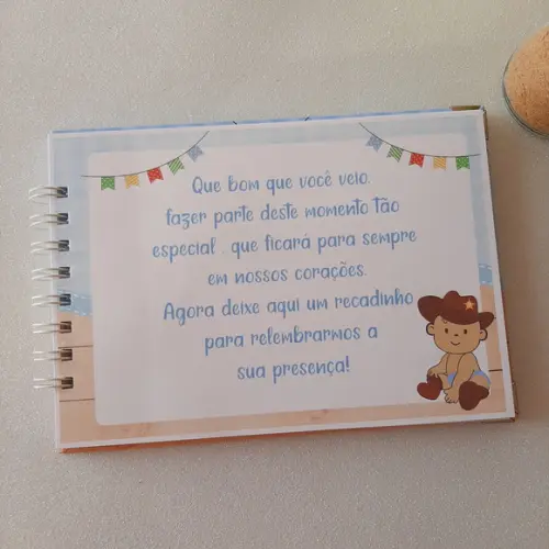 Caderno de Recados Chá de Bebê Junino