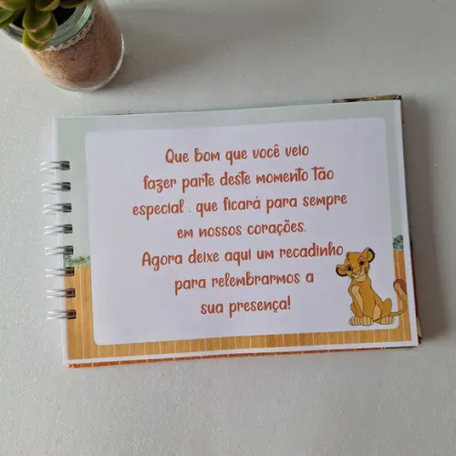 Caderno de Recados Chá de Bebê Rei Leão