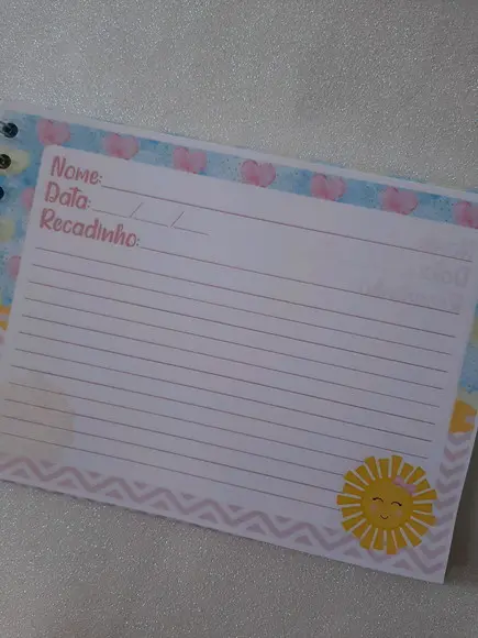 Caderno de Recados Chá de Bebê Sol
