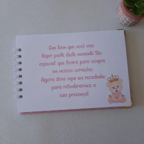 Caderno de Recados Chá de Bebê Ursinha