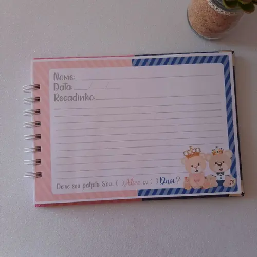 Caderno de Recados Chá Revelação