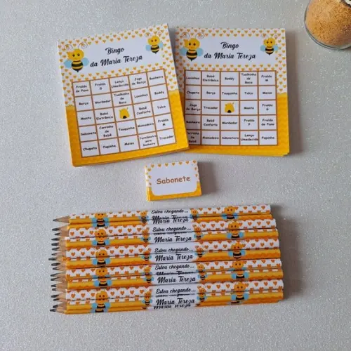 Cartela de Bingo + Lápis Abelhinha