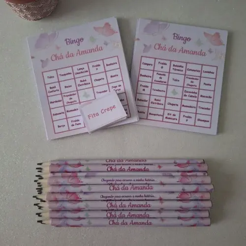 Cartela de Bingo + Lápis Borboletas