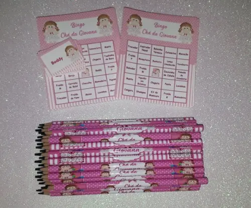 Cartela de Bingo + Lápis Boneca de Pano