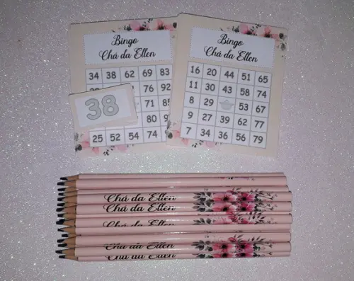Cartela de Bingo + Lápis Cha de Cozinha