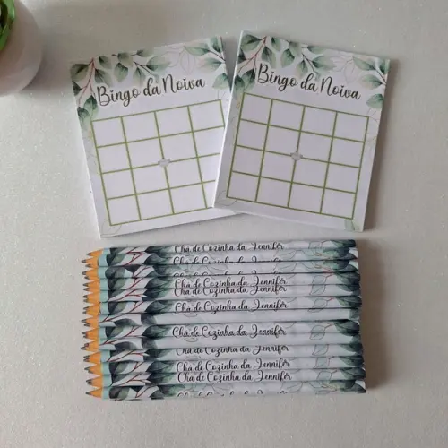 Cartela de Bingo + Lápis Cha de Cozinha