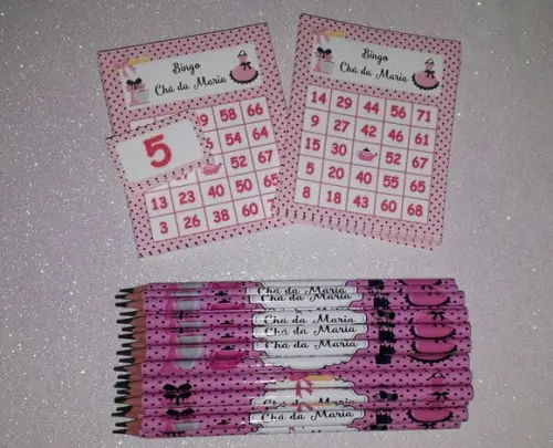 Cartela de Bingo + Lápis Cha de Cozinha
