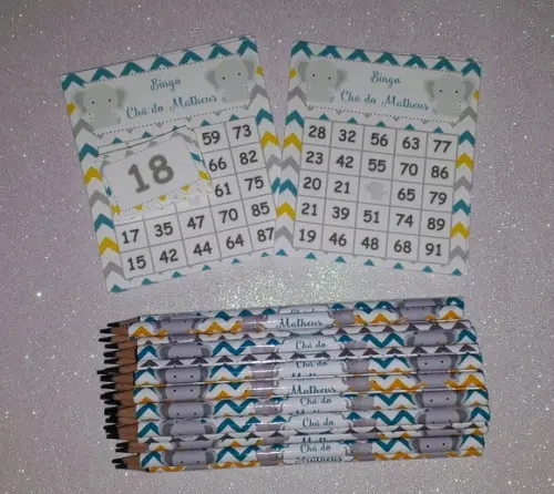 Cartela de Bingo + Lápis Elefantinho
