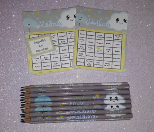 Cartela de Bingo + Lápis Chuva de Amor
