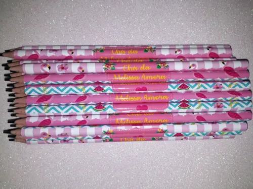 Cartela de Bingo + Lápis Personalizado Flamingo