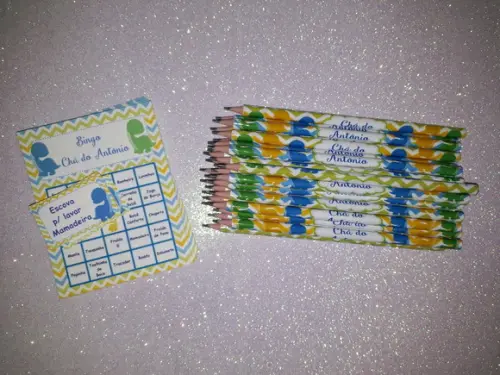 Cartela de Bingo + Lápis Personalizado Dinossauro