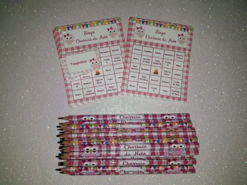 Cartela de Bingo + Lápis Personalizado Junino
