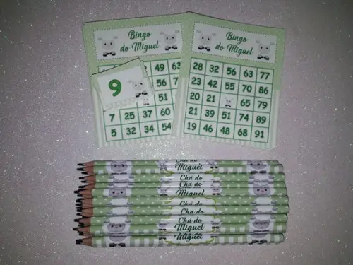 Cartela de Bingo + Lápis Personalizado Ovelhinha