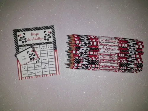 Cartela de Bingo + Lápis Personalizado Panda