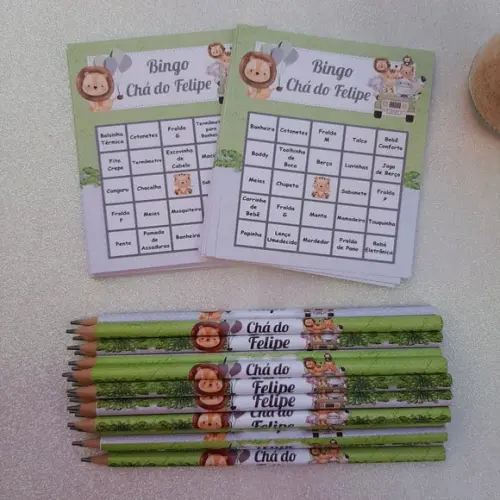 Cartela de Bingo + Lápis Personalizado Safari