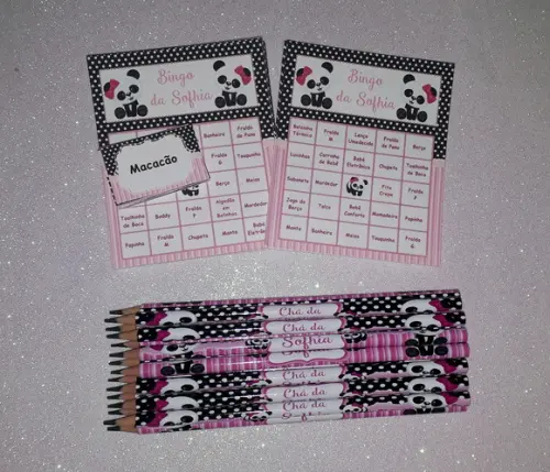 Cartela de Bingo + Lápis Personalizado Panda