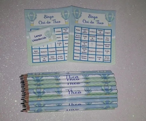 Cartela de Bingo + Lápis Personalizados Balão
