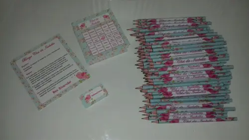 Cartela de Bingo + Lápis Personalizado Passaros