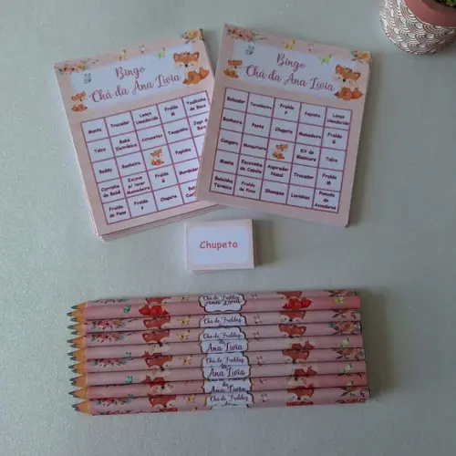 Cartela de Bingo + Lápis Raposinha