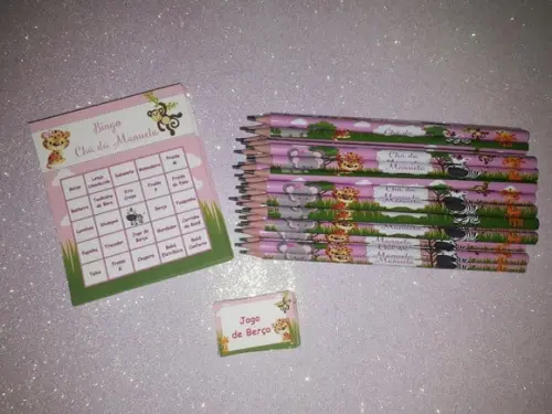 Cartela de Bingo + Lápis Safari Menina