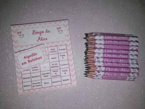Cartela de Bingo + Mini Lápis Chuva de Amor