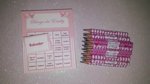 Cartela de Bingo + Mini Lápis Princesa