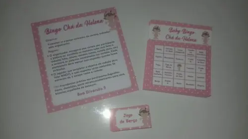 Cartela de Bingo para Chá de Bebê