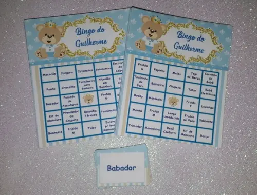 Cartela de Bingo para Chá de Bebê Urso