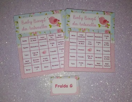Cartela de Bingo para Chá de Bebê Passaros