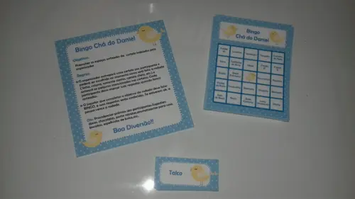 Cartela de Bingo para Chá de Bebê