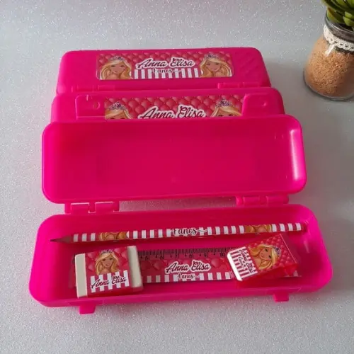 Estojo + Lapis + Apontador + Borracha + Régua Barbie