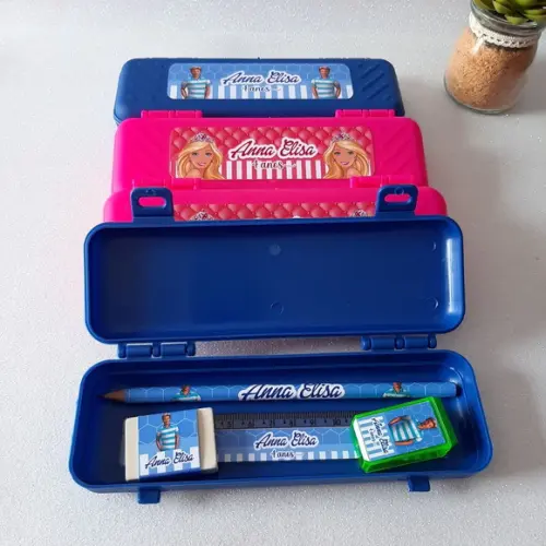 Estojo + Lapis + Apontador + Borracha + Régua Barbie
