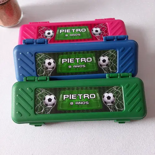 Estojo + Lapis + Apontador + Borracha + Régua Futebol