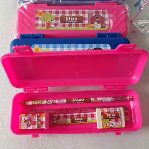 Estojo, Lapis, Apontador, Borracha, Régua Fazendinha