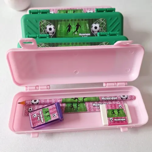 Estojo, Lapis, Apontador, Borracha, Régua Futebol