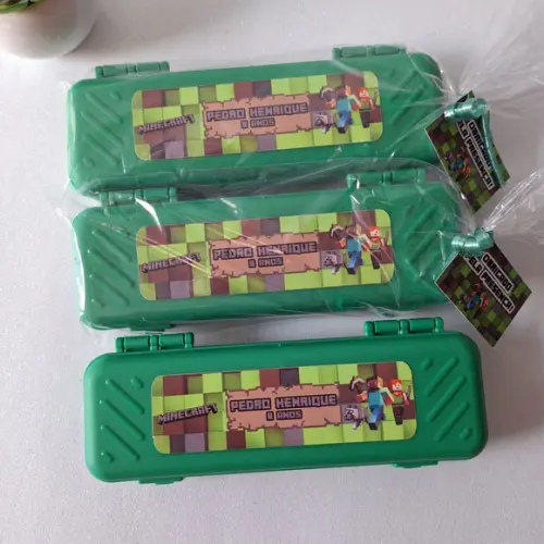 Estojo, Lapis, Apontador, Borracha, Régua Minecraft
