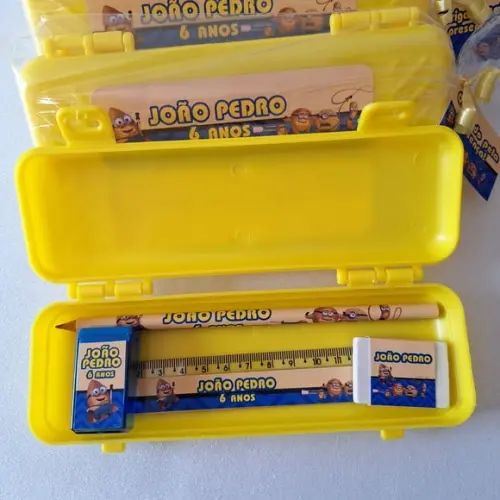 Estojo, Lapis, Apontador, Borracha, Régua Minions