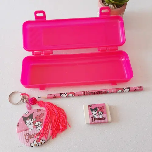 Estojo, Lapis, Borracha e Chaveiro Hello Kitty