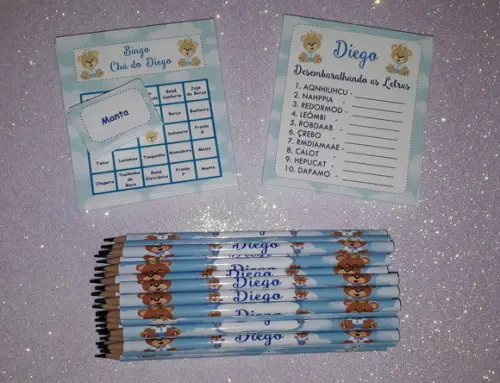 Kit 2 Brincadeiras Chá de Bebê + Lápis