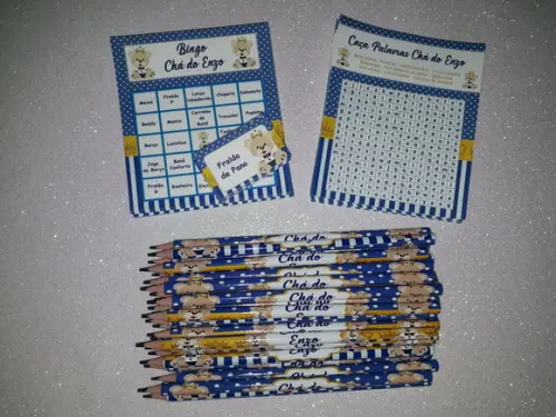 Kit 2 Brincadeiras Chá de Bebê + Lápis