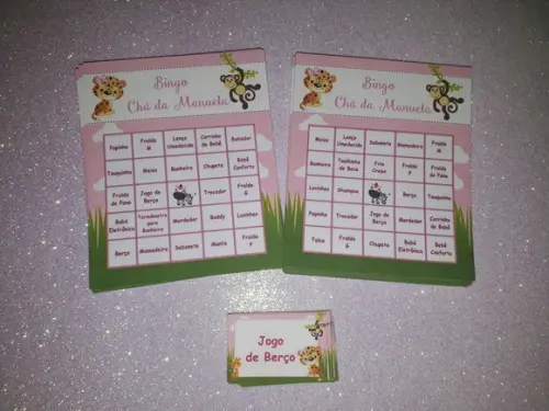 Kit 2 Brincadeiras Chá de Bebê + Lápis Safari Menina
