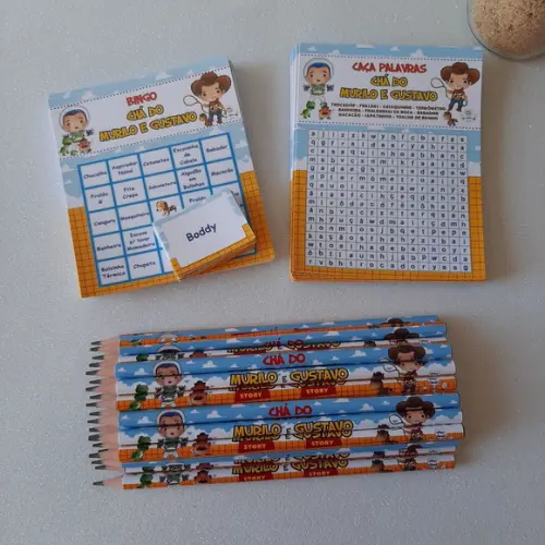 Kit 2 Brincadeiras Chá de Bebê + Lápis Toy Story