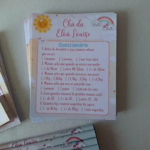 Kit 2 Brincadeiras Chá de Bebê + Lápis Sol, Céu